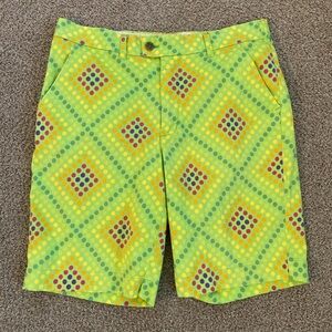 Loudmouth Golf Shorts Men's Size 36 Chino Green Polka Dot